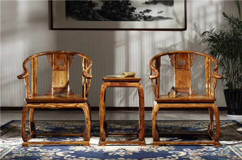 御乾堂 中式古典紅木家具 越南黃花梨 經典重現故宮同款 榫卯制作 客廳皇宮椅三件套