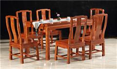 興成紅木 大果紫檀 緬甸花梨 餐廳系列 中式家具 紅木家具 中式餐廳 和美餐桌7件套
