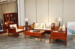 地天泰·國頌 2.18米和風1號沙發6件套（1+2+3） 緬甸花梨（大果紫檀）沙發 新中式家具 客廳系列 紅木家具 時尚簡約