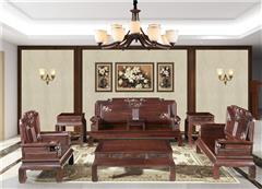 木缘红木 柬埔寨黑酸枝沙发 柬酸万象沙发6件套（123） 黑酸枝沙发 新古典沙发 中式客厅 中式实木沙发 客厅系列