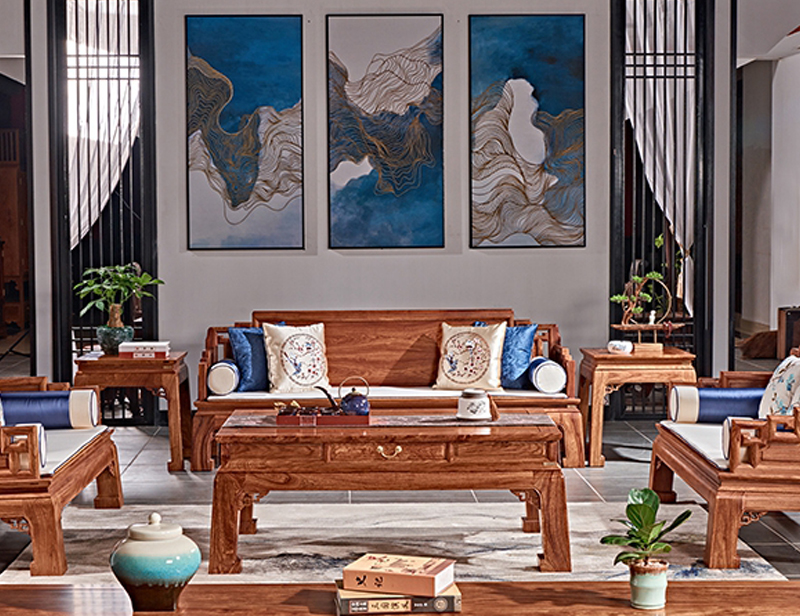 盛世周木匠 刺猬紫檀 云图沙发六件套  明清古典 客厅系列
