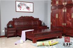 万事红 国标红木 中式古典 微凹黄檀 红酸枝 卧房卧室 和和美美大床