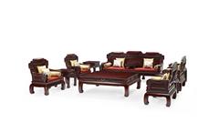 明堂紅木 微凹黃檀 紅木家具 紅木沙發 中式家具 中式客廳 客廳系列 合家福沙發11件套