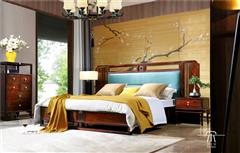 東成紅木 東成·文宋 黑酸枝大床  和風大床  當代中式家具 闊葉黃檀新中式 新中式臥室系列