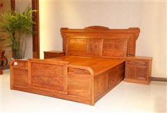 雅仕軒紅木 緬甸花梨（大果紫檀）滿庭芳大床  臥室套房系列 新古典紅木家具