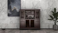 雍博堂紅木·春風 印尼黑酸枝（闊葉黃檀）新中式紅木家具 1.8米榮觀酒柜 餐廳系列