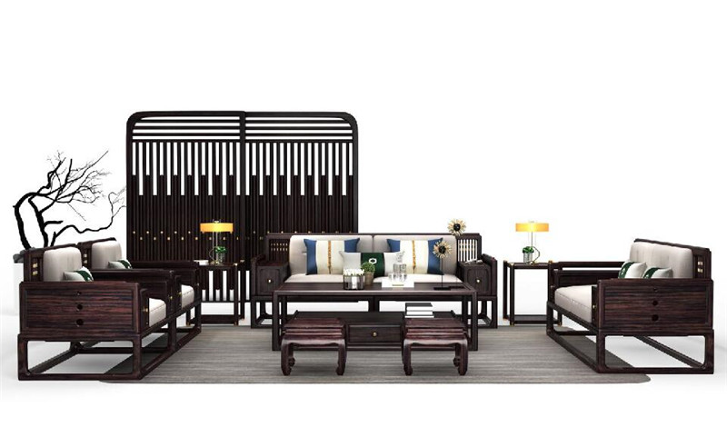 雍博堂红木·春风 印尼黑酸枝（阔叶黄檀）新中式红木家具  荣观沙发9件套（1123） 客厅系列