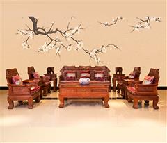 雍博堂紅木 緬甸花梨（大果紫檀）松鶴沙發10件套 客廳系列 新古典紅木家具