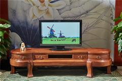 雍博堂红木 缅甸花梨（大果紫檀）2.36米圆形电视柜地柜 客厅系列 新古典红木家具