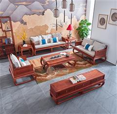 森木红木 刺猬紫檀沙发 新中式软装红木沙发 现代简约红木沙发  客厅系列 雅风沙发123六件套