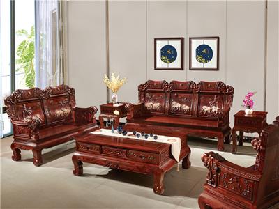 無名红木 印尼黑酸枝沙发（学名阔叶黄檀） 无名红木吉象沙发6件套（123） 中式古典沙发 红木家具沙发 客厅系列