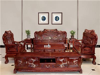 無名红木 印尼黑酸枝沙发（学名阔叶黄檀） 无名红木西湖美景沙发6件套（123） 中式古典沙发 红木家具沙发 客厅系列