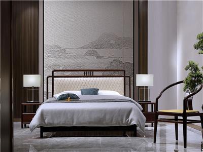 老周家居 上海老周紅木 印尼黑酸枝（闊葉黃檀）大床 現代中式紅木床 套房系列