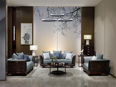 老周家居 上海老周红木 印尼黑酸枝（阔叶黄檀）客厅 祥荷系列现代中式沙发