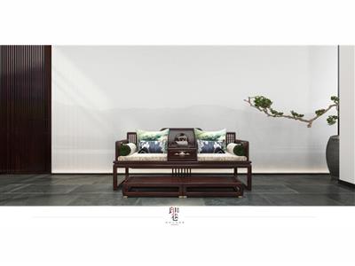 印巷森刻 黑檀 刺猬紫檀 赏梅罗汉床 客厅系列 新中式家具