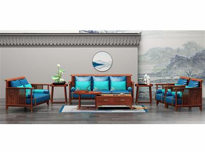 印巷森刻 黑檀 刺猬紫檀 荷塘月色客厅沙发 客厅系列 新中式家具 红木家具