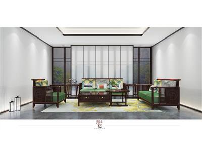 印巷森刻 黑檀 刺猬紫檀 朝荷客厅沙发 客厅系列 新中式家具2