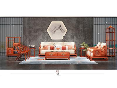 印巷森刻 刺猬紫檀 赏梅客厅沙发 客厅系列 新中式家具