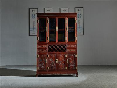 萬事紅 國標紅木 中式古典 微凹黃檀 紅酸枝 酒柜