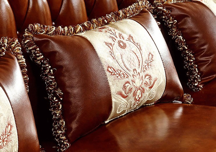 火红古典家具欧式真皮转角沙发实木雕花头层牛皮高档客厅l型大小户型