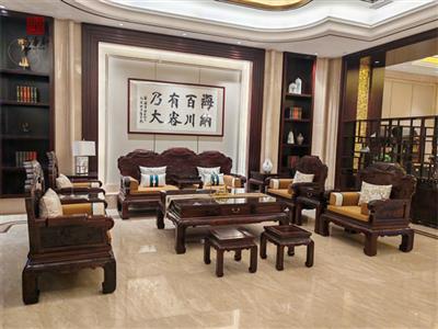 万事红微凹黄檀沙发